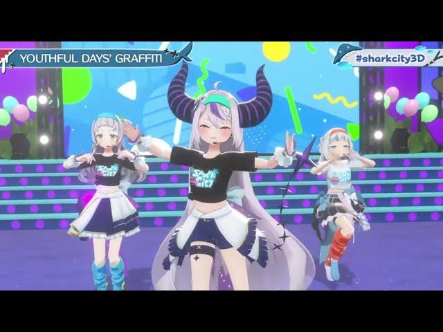 YOUTHFUL DAYS’ GRAFFITI by Gura, Shion & Laplus | Shark City 3D Birthday live