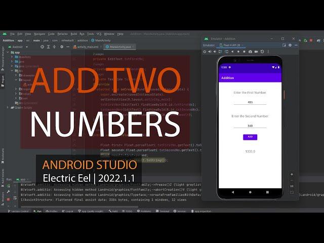 Adding two numbers using Android Studio | Java Program for Beginners