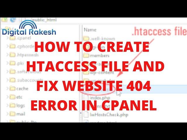 How to create .htaccess file and fix website 404 error in cpanel