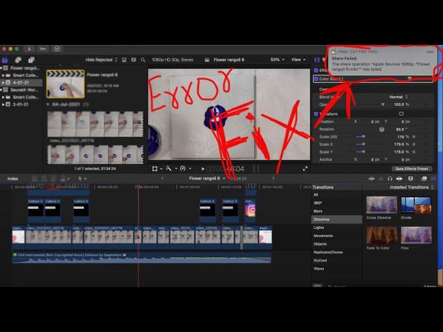 fcp export error fix-Error: RequestCVPixelBufferForFrame returned: 3 for absolute frame: 1010