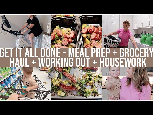 GET IT ALL DONE | EASY ONE PAN MEAL PREP + GROCERY HAUL + CLEAN WITH ME | WORK FROM HOME MOM