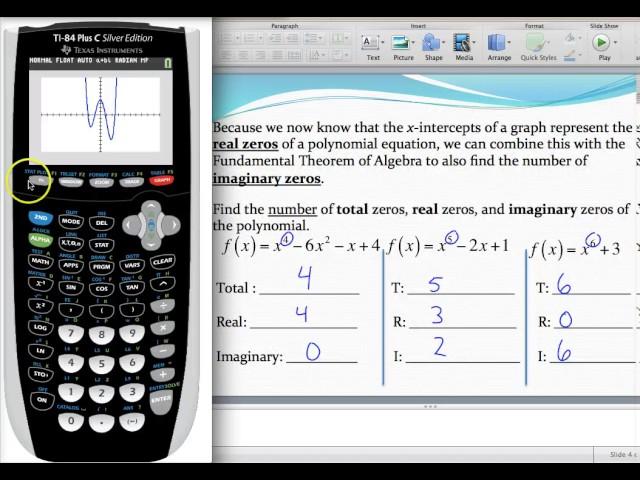 Finding the number of total zeros, real zeros, and imaginary zeros of a polynomial