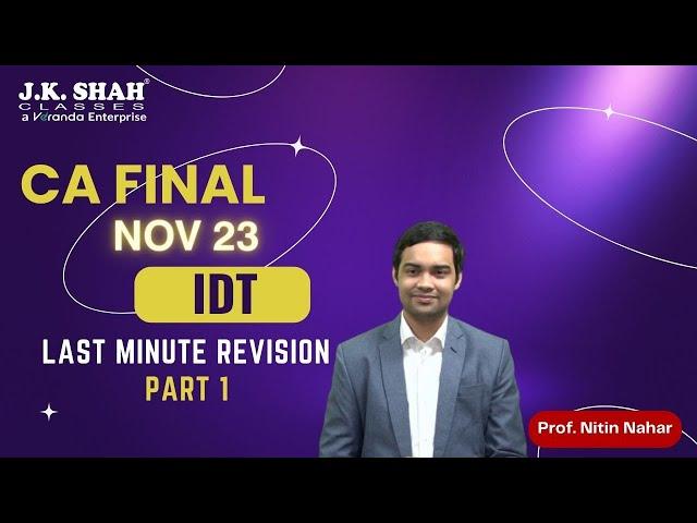 CA Final | Last Minute Revision Nov 23 | Indirect Tax Part 1