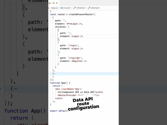 Data API route configuration | #reactrouterv6 #react #shorts #techshareskk