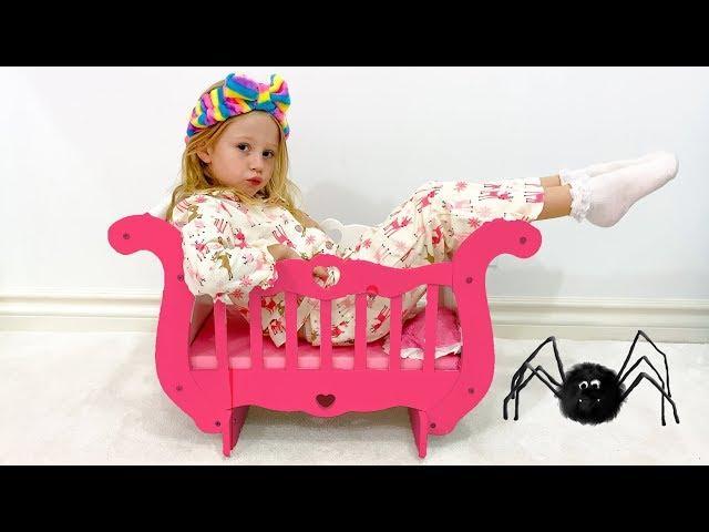 Nastya and her new princess carriage bed