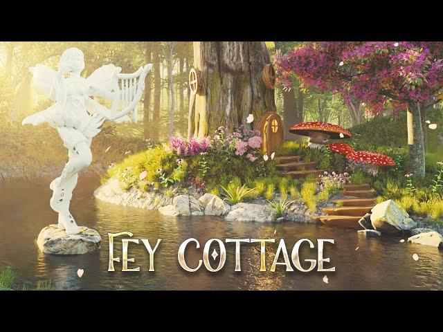 Fey Cottage| 2 Hours of peaceful ambient female fairy vocals, soft music, and forest creek sounds