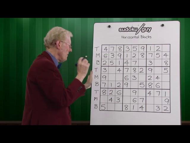 Lesson 1. Learn to play sudoku.  Horizontal blocks.using TMB