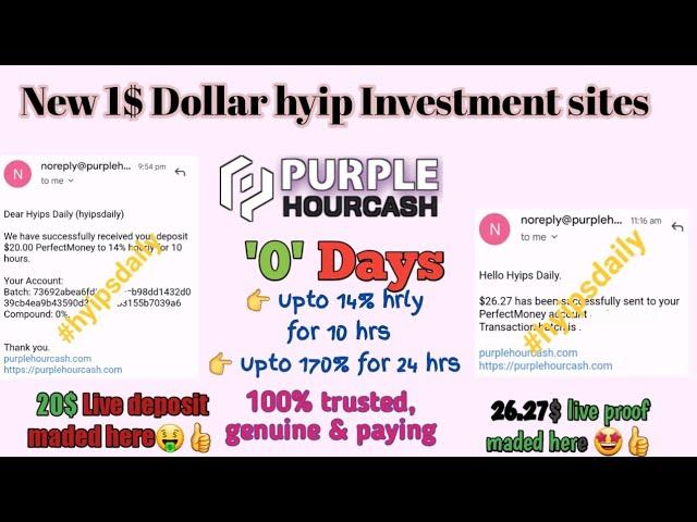 Purplehourcash .com | 37$ live proof | Best hourly HYIP investment site | #hyipsdaily