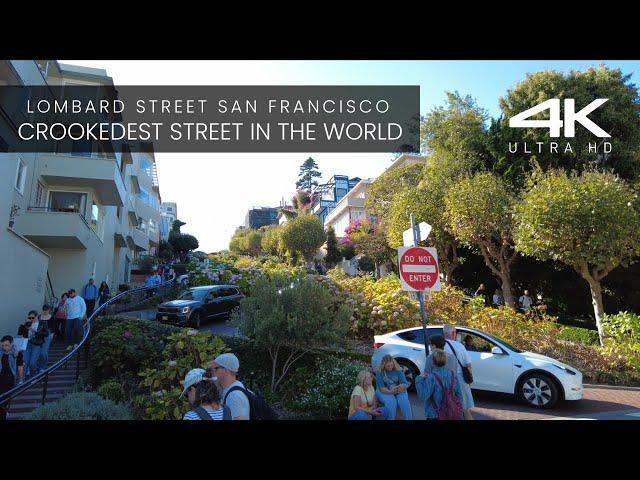 DRIVING & WALKING LOMBARD STREET SAN FRANCISCO CALIFORNIA     CROOKEDEST STREET IN THE WORLD 4K 