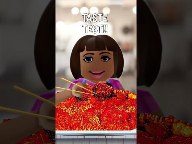 Dora tries spicy enoki mushroom  #shorts