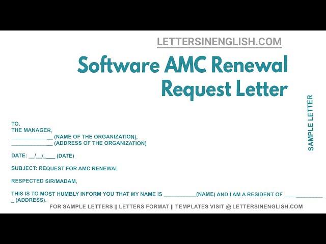 Software AMC Renewal Request Letter - Sample Letter for Software Annual Maintenance Contract Renewal