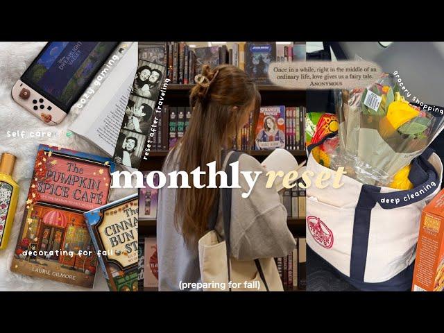 *monthly* RESET vlog ️ deep cleaning, decorating for fall, self care, grocery haul + pr haul!