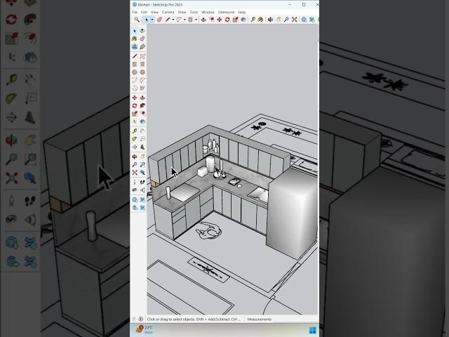 Kitchen modeling in Sketchup #youtubeshorts #new #sketchup #viralvideo