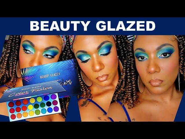 BEAUTY GLAZED COLOR FUSION Over The Rainbow PALETTE - Blue Eye Look & Swatches