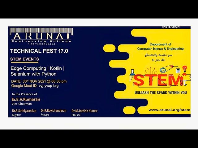 TECHNICAL FEST | STEM -17.0 | DEPARTMENT OF CSE | 1504-ARUNAI ENGINEERING COLLEGE | TIRUVANNAMALAI