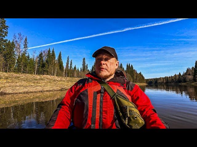 ONE ON THE TAIGA SPRING RIVER. Continuation of adventures