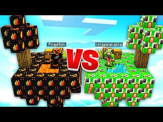 PRESTONPLAYZ vs UNSPEAKABLEGAMING LUCKY BLOCKS! - 1v1 Minecraft Modded Sky Wars