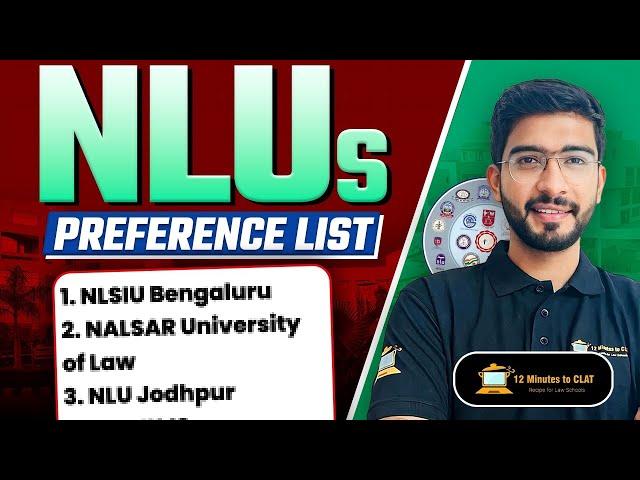 NLU Preference List I All NLUs Covered I CLAT Forms I Keshav Malpani