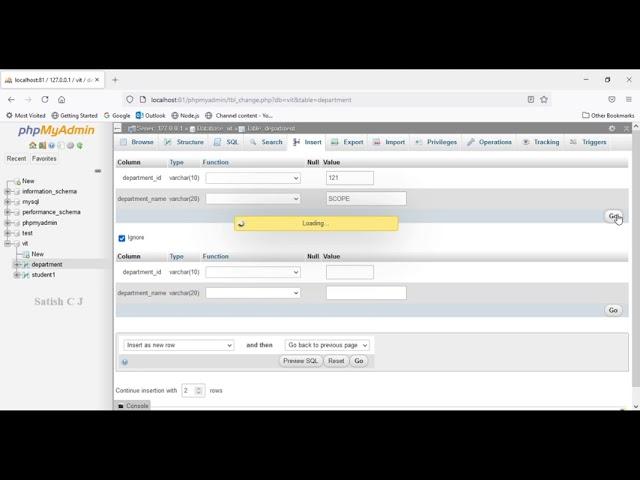 Creating foreign Key in phpMyAdmin (MySQL Database)