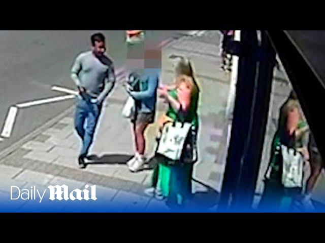 Heroic woman saving an 11-year old girl from being abducted caught on CCTV