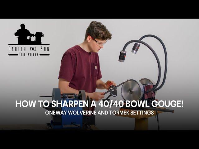 How to Easily Sharpen a 40/40 Bowl Gouge Using a Oneway Wolverine or Tormek Grinder!