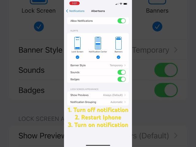 Iphone notifications not working on some apps #iphone #notification #iphonehack #restart #apple