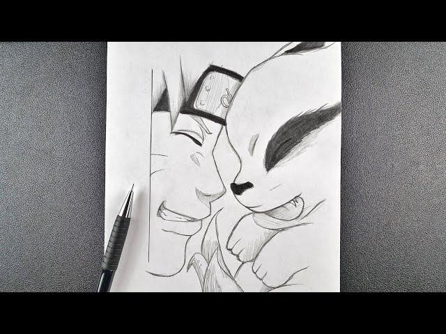 How to draw Naruto and Kurama together || step by step