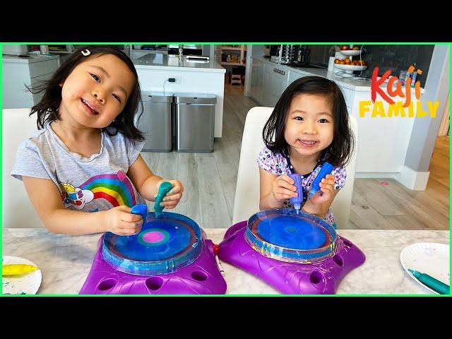 Emma and Kate Spin Art and More 1 hr kids activities at home!!!