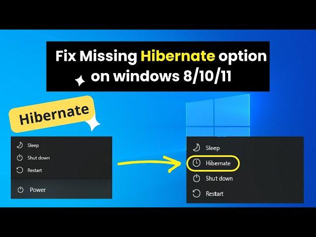 How to Fix Missing Hibernate option on windows 8/10/11 |  2024