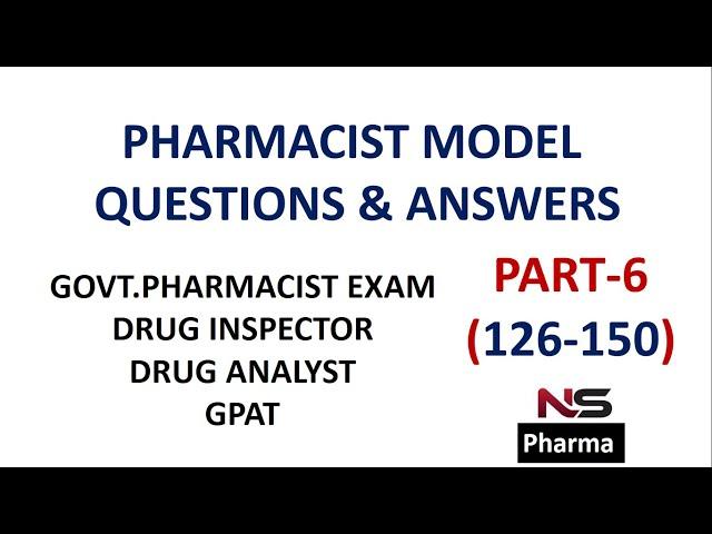 PHARMACIST MODEL QUESTION PAPER | NEW