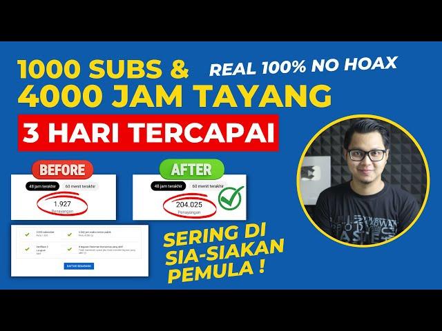 Pake Tips Ini 3 Hari Tercapai ! Cara Cepat Mendapatkan 1000 Subscriber & 4000 Jam Tayang Youtube !