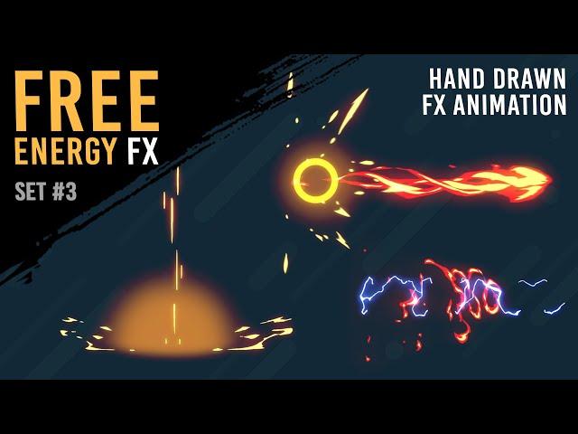 Free Energy-Electricity-Fire-Shot 2D FX animations [Green Screen]