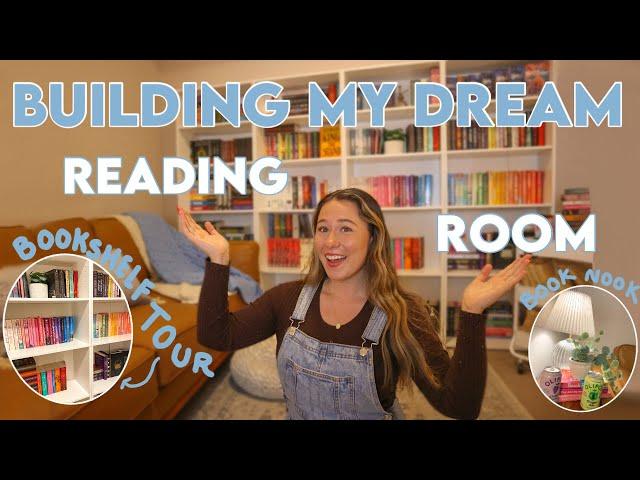 build my dream at home library with me | reading room makeover + bookshelf tour