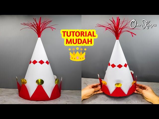 Cara membuat topi kerucut dari kertas karton untuk MPLS MOS karnaval 17 agustus topi mahkota