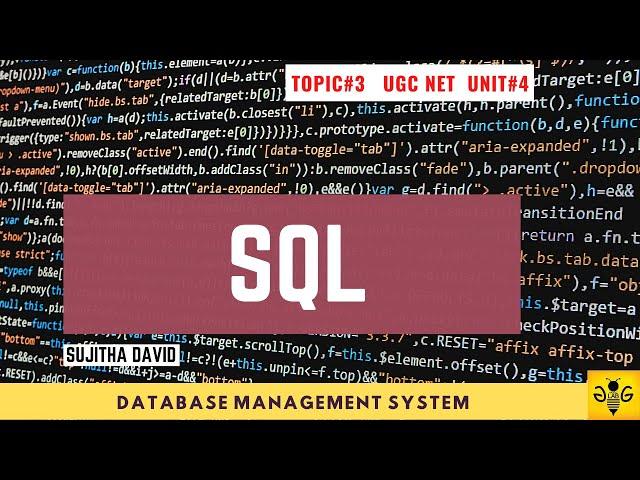 SQL  | Database Management System | NTA UGC NET CS Unit 4 Topic 3