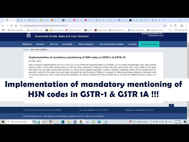 Mandatory Requirement to Mention HSN Codes in GSTR-1 & GSTR-1A !!!