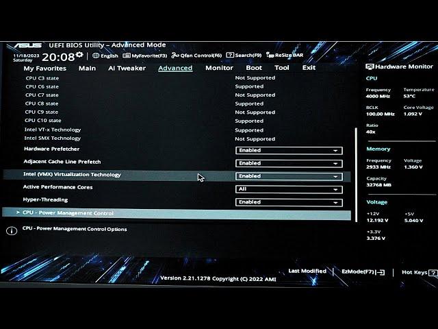 How to enable Virtualization in Asus BIOS