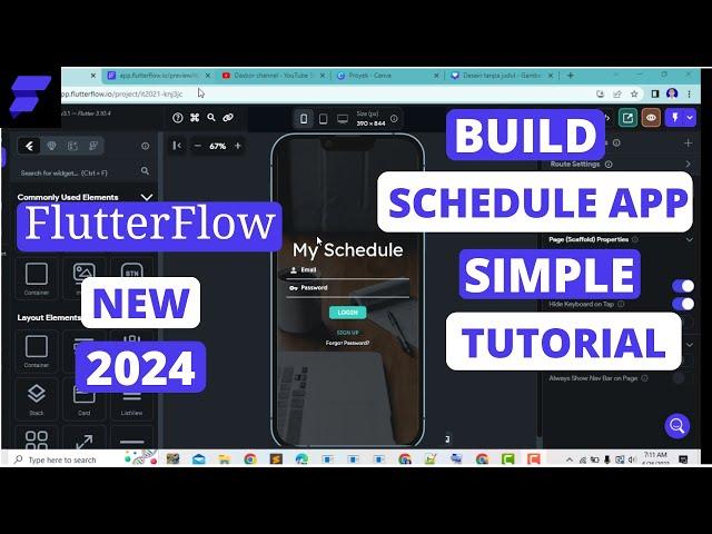 BUILD SCHEDULE APP WITHOUT CODE - FLUTTERFLOW NEW TUTORIAL SIMPLE STEP BY STEP