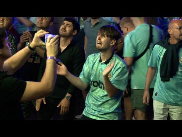 Manchester City fans watch their team win FIRST EVER Champions League title at Mayfield Depot