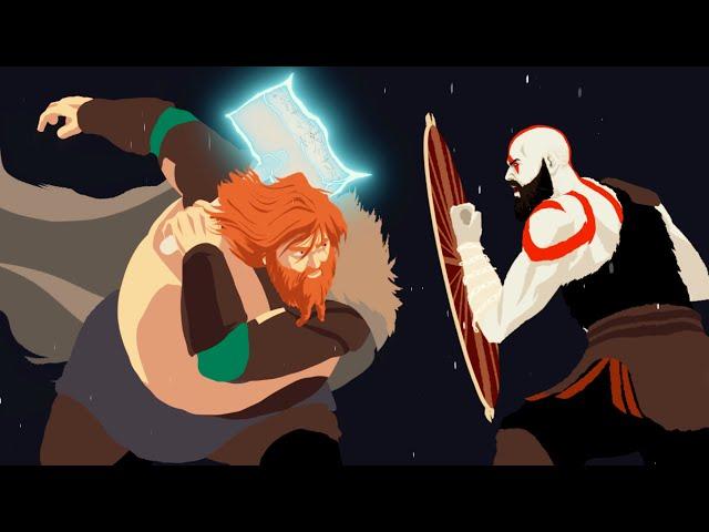 God of war - Ragnarok - Animation fight between Kratos, Atreus and Thor