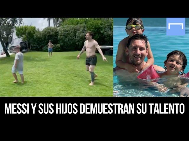 ¡Son invencibles! Messi entrena con sus hijos