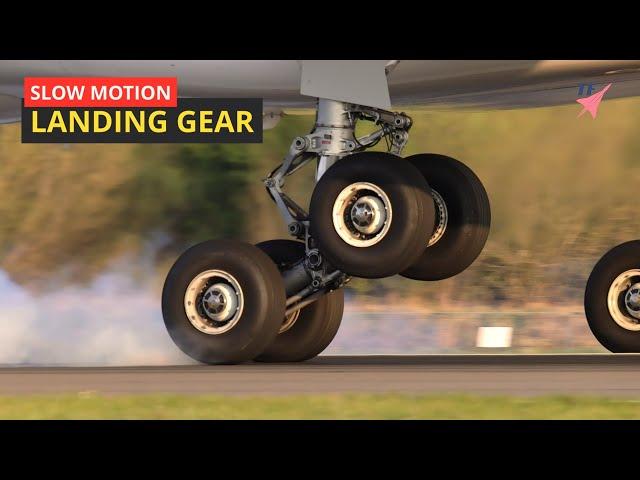 Aircraft Landing Gear Close UP in Action