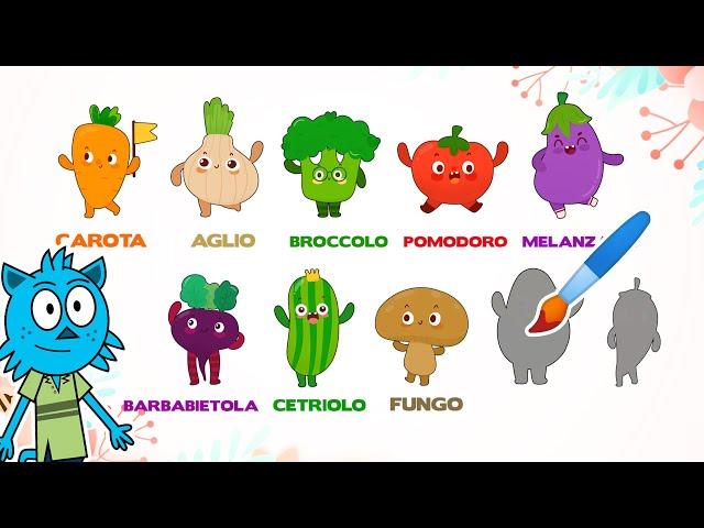 Coloriamo e impariamo i nomi della verdura | Video divertente de educativo!