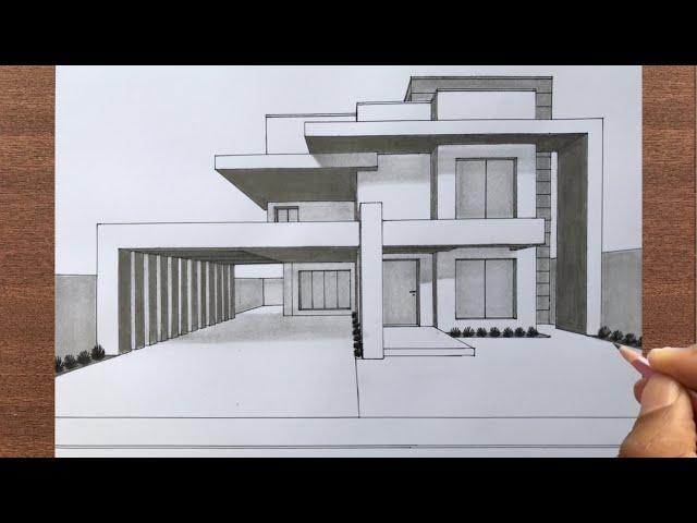 How to Draw a House in 1 Point Perspective