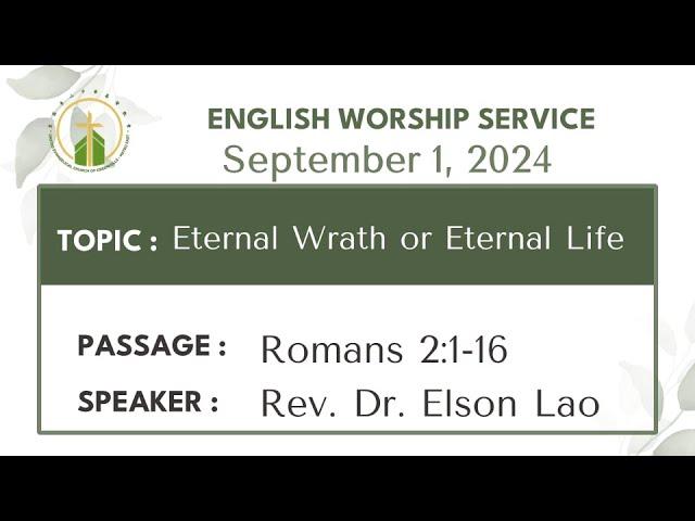 "Eternal Wrath or Eternal Life" (SEP. 01, 2024)