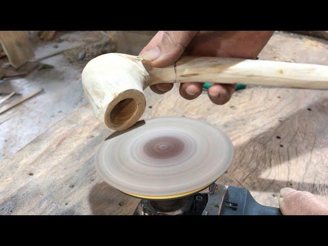 Amazing Making Smoke a Tobacco Pipe by Log Wood, Extreme Wooden Woodworking Skills