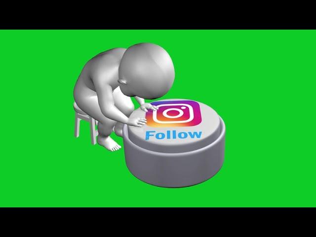 3D Animated Follow Button Green Screen Instagram & Twitter No Copyright Footage