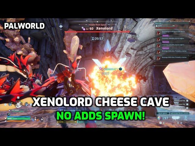 Palworld: Xenolord Cheese Cave | Raid Base With No Adds Spawns! Easy Xenolord Fight