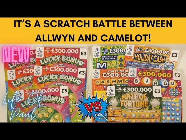 £30 of Scratch cards  £15 of Allwyn cards vs £15 of Camelot cards in a scratch card battle.