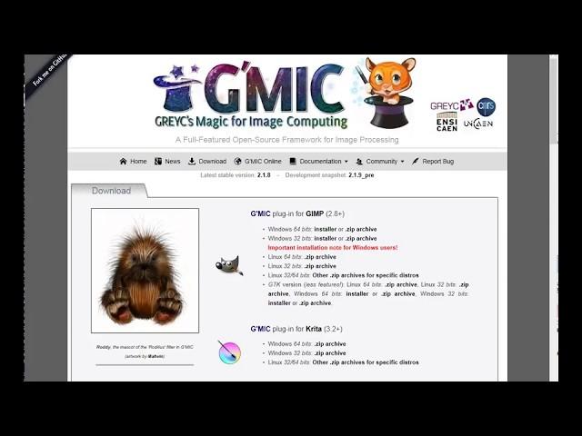 2-minutes install of the G'MIC plug-in for GIMP on Windows